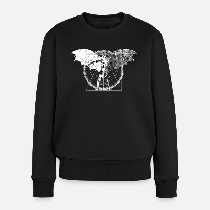 Batman Dark white Flügel - Frauen Premium Bio Pullover - Schwarz