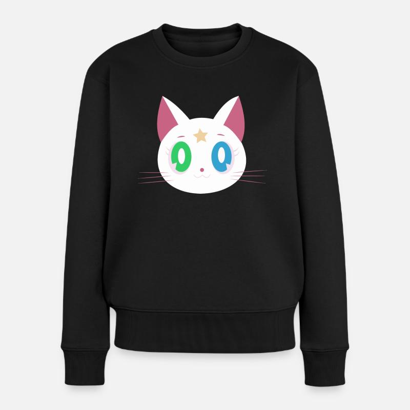 Lustige Katze - Frauen Premium Bio Pullover - Schwarz
