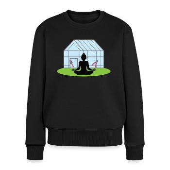 Gärtnern ist mein Yoga Frau mit Schaufel Schere - Frauen Premium Bio Pullover - Schwarz - Vorne - Julia (174cm)