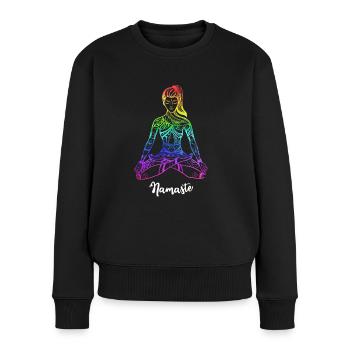 Namaste Yoga - Frauen Premium Bio Pullover - Schwarz - Vorne - Julia (174cm)