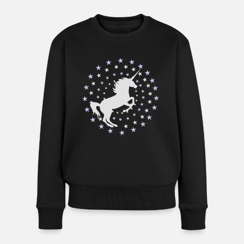 Einhorn - Frauen Premium Bio Pullover - Schwarz