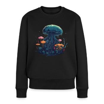 Méduses, Coraux, Mer, Océan, Vie marine, Animaux - Pull Premium bio Femme - noir - Devant - Julia (174cm)