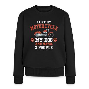 J'aime ma moto, mon chien et trois personnes - Pull Premium bio Femme - noir - Devant - Julia (174cm)
