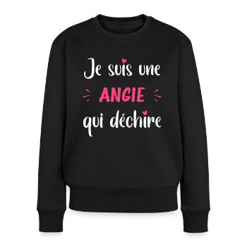 Je suis une ANGIE qui déchire - Pull Premium bio Femme - noir - Devant - Julia (174cm)