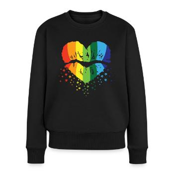 LBGT Flag Gay Pride Human Vintage Rainbow - Women's Premium Organic Jumper - black - Front - Julia (174cm)