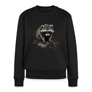 Mignon raton laveur Nature Bébé raton laveur Forêt - Pull Premium bio Femme - noir - Devant - Julia (174cm)