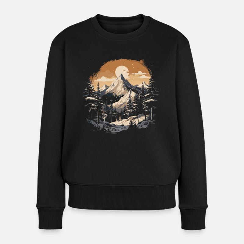 Wald Natur Landschaft Hüte - Frauen Premium Bio Pullover - Schwarz
