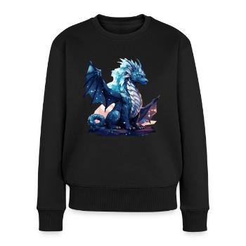 Drache - Frauen Premium Bio Pullover - Schwarz - Vorne - Julia (174cm)