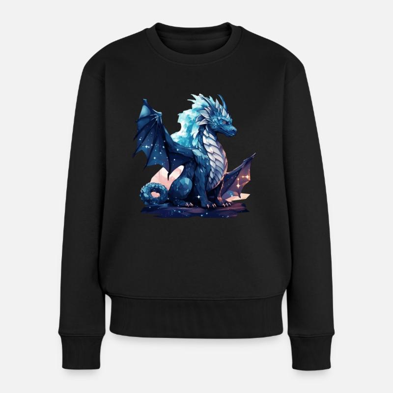 Drache - Frauen Premium Bio Pullover - Schwarz