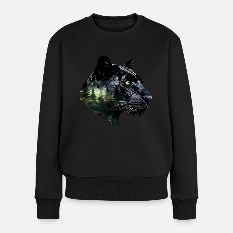 Panther - Frauen Premium Bio Pullover - Schwarz