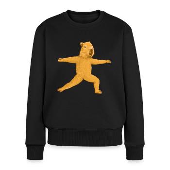 Exercice de yoga Capybara - Pull Premium bio Femme - noir - Devant - Julia (174cm)