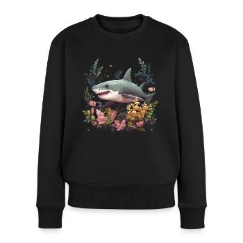 Grands coraux de poissons de requin blanc - Pull Premium bio Femme - noir - Devant - Julia (174cm)
