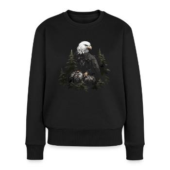 Forêt animale d’aigle à tête blanche - Pull Premium bio Femme - noir - Devant - Julia (174cm)