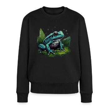 Blauer Pfeilgiftfrosch Frosch Baumsteiger - Frauen Premium Bio Pullover - Schwarz - Vorne - Julia (174cm)