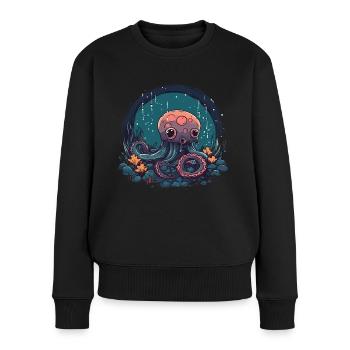 Tintenfisch Korallen Meer Ozean Meeresleben Tiere - Frauen Premium Bio Pullover - Schwarz - Vorne - Julia (174cm)