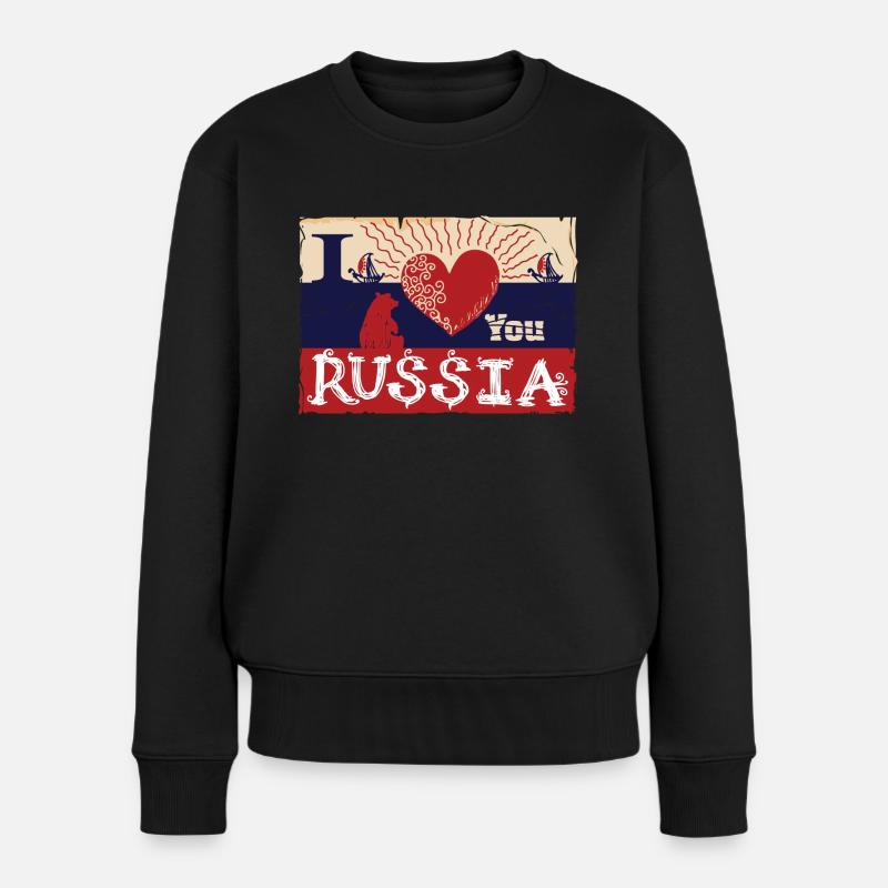 I love you Russia - Frauen Premium Bio Pullover - Schwarz