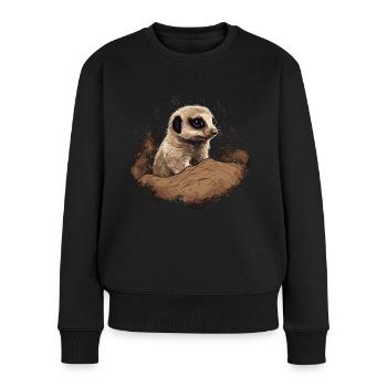 Erdmännchen Baby Mangusten Afrika - Frauen Premium Bio Pullover - Schwarz - Vorne - Julia (174cm)