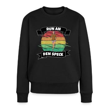 Run an den Speck Sport Motivation - Frauen Premium Bio Pullover - Schwarz - Vorne - Julia (174cm)