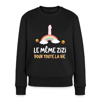 Humour Femme Mariée le meme Zizi - Pull Premium bio Femme - noir - Devant - Julia (174cm)