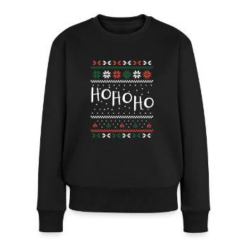 Lustiger Ho Ho Ho Vintag Weihnachten - Frauen Premium Bio Pullover - Schwarz - Vorne - Julia (174cm)