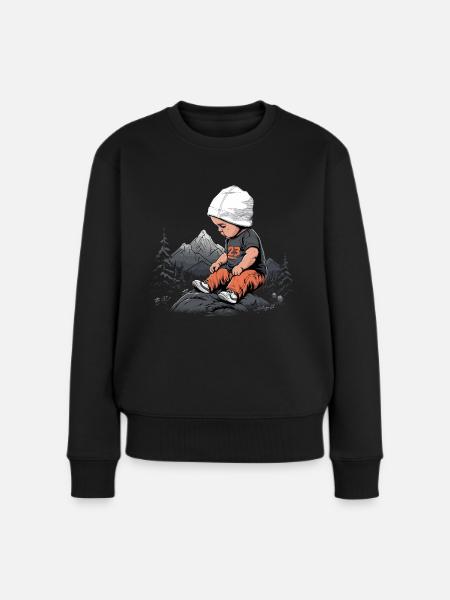 Mountaineer Hiking Child Nature Forest Mountains - Women's Premium Organic Jumper - black