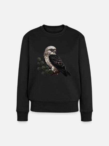 Habicht Vogel Greifvogel - Frauen Premium Bio Pullover - Schwarz