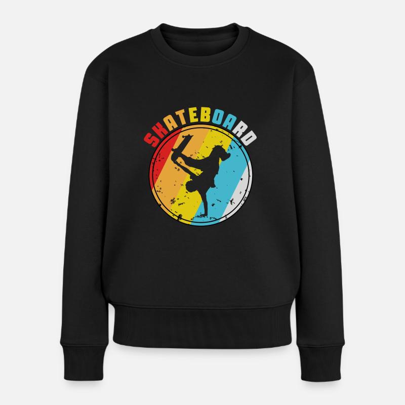Skateboard - Frauen Premium Bio Pullover - Schwarz