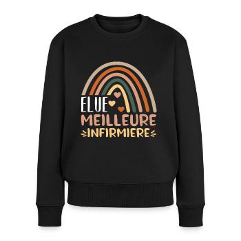 infirmière élue meilleure infirmière humour cadeau - Pull Premium bio Femme - noir - Devant - Julia (174cm)