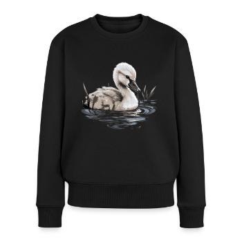 Bébé cygne Oiseau Poussin - Pull Premium bio Femme - noir - Devant - Julia (174cm)
