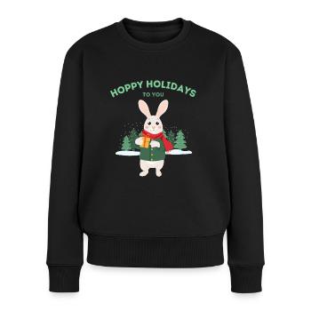 Vacances houblonnées à vous - Lapin de Noël - Pull Premium bio Femme - noir - Devant - Julia (174cm)