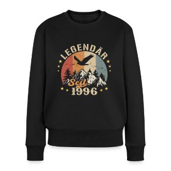 Légendaire depuis 1996 Vintage Vintage Anniversaire - Pull Premium bio Femme - noir - Devant - Julia (174cm)