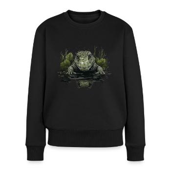 Krokodil Alligator Kaiman Reptil - Frauen Premium Bio Pullover - Schwarz - Vorne - Julia (174cm)