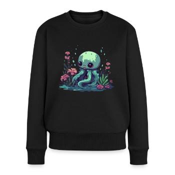 Calmars Coraux Mer Océan Vie marine Animaux - Pull Premium bio Femme - noir - Devant - Julia (174cm)