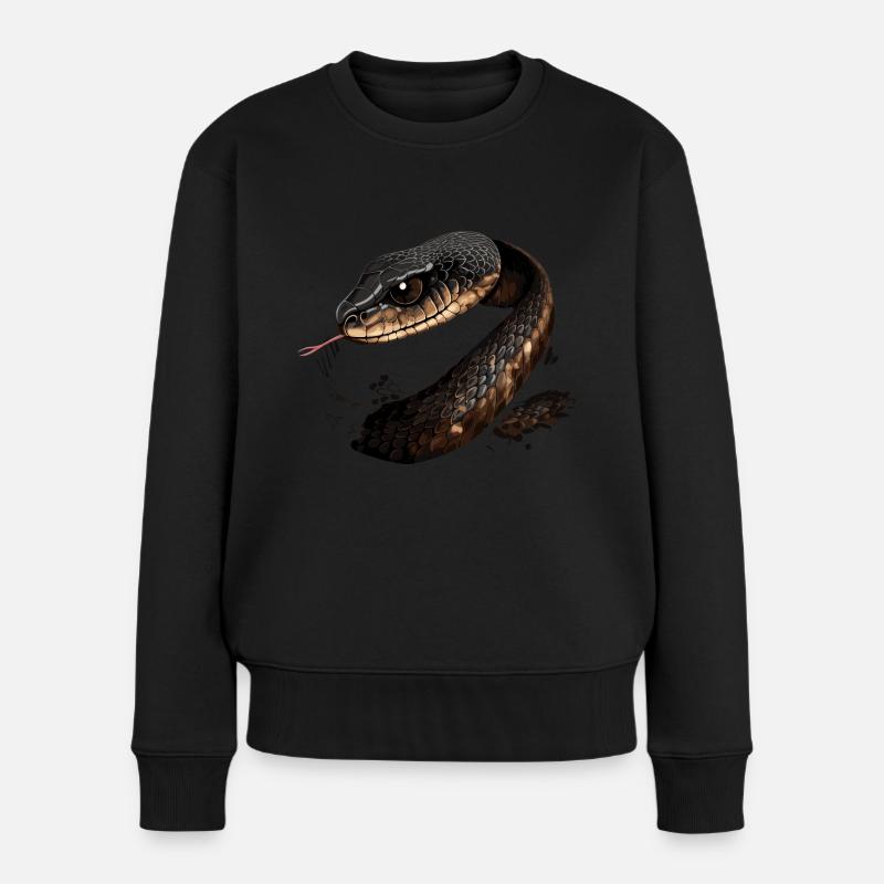 Schlange - Frauen Premium Bio Pullover - Schwarz