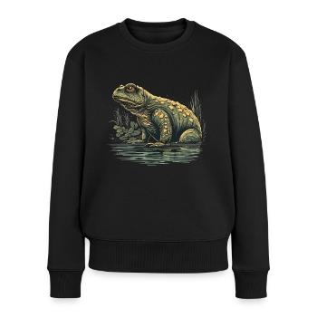 Kröte Amphibien - Frauen Premium Bio Pullover - Schwarz - Vorne - Julia (174cm)