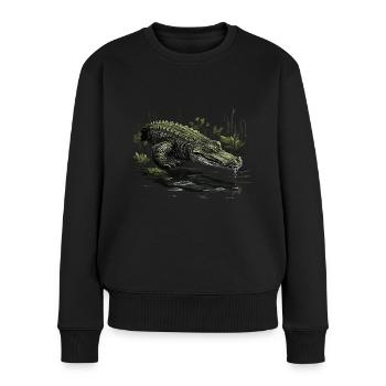 Krokodil Alligator Kaiman Reptil - Frauen Premium Bio Pullover - Schwarz - Vorne - Julia (174cm)