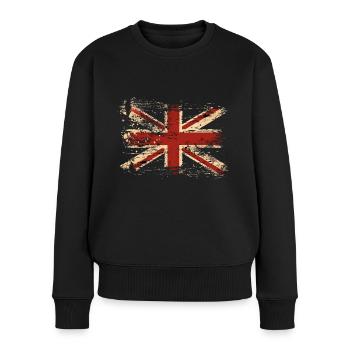 Großbritannien Flagge Union Jack Fahne London UK - Frauen Premium Bio Pullover - Schwarz - Vorne - Julia (174cm)