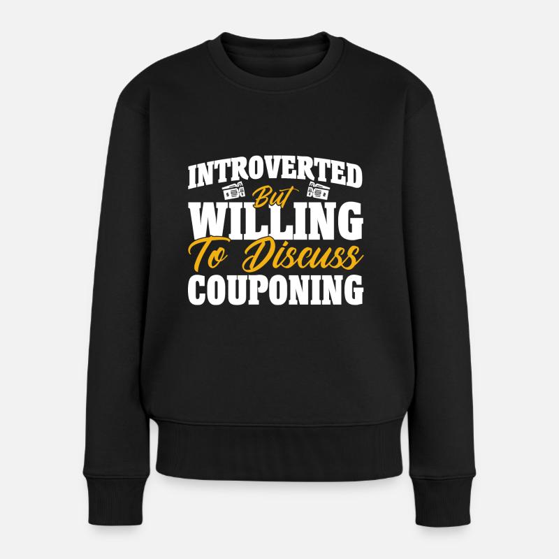 Gutschein Shopper Rabatt Couponer Rabattverkauf - Frauen Premium Bio Pullover - Schwarz