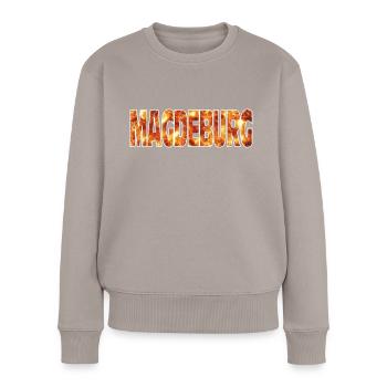 Magdeburg - Frauen Premium Bio Pullover - Taupe - Vorne - Julia (174cm)