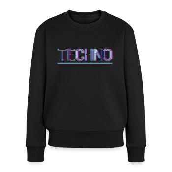 Techno Rave Club Electro Musik Raver - Frauen Premium Bio Pullover - Schwarz - Vorne - Julia (174cm)