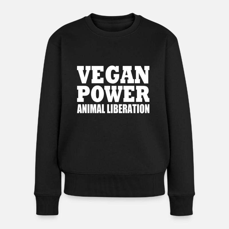 Vegan power animal liberation - Frauen Premium Bio Pullover - Schwarz