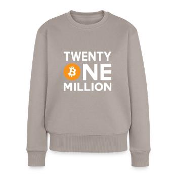 Bitcoin Twenty One Million - Frauen Premium Bio Pullover - Taupe - Vorne - Julia (174cm)