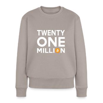 Bitcoin Twenty One Million - Frauen Premium Bio Pullover - Taupe - Vorne - Julia (174cm)