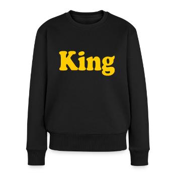 King - Frauen Premium Bio Pullover - Schwarz - Vorne - Julia (174cm)