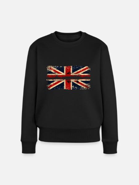 Great Britain Flag Union Jack Flag London UK - Women's Premium Organic Jumper - black
