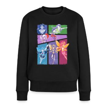 DC Super Hero Girls Superheldinnen Collage - Frauen Premium Bio Pullover - Schwarz - Vorne - Julia (174cm)