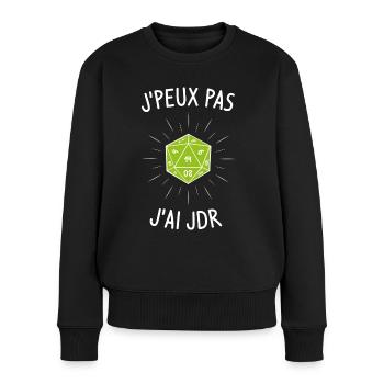 J'peux pas j'ai jeux de rôles (JDR) - Pull Premium bio Femme - noir - Devant - Julia (174cm)