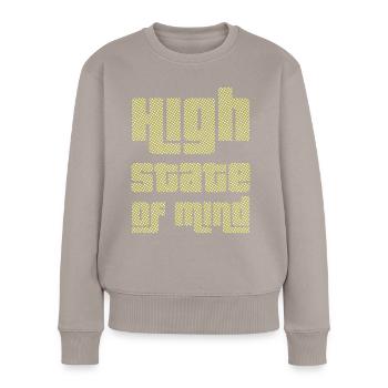 Hoher Gemütszustand - SCHWARZER SCHNITT - Frauen Premium Bio Pullover - Taupe - Vorne - Julia (174cm)