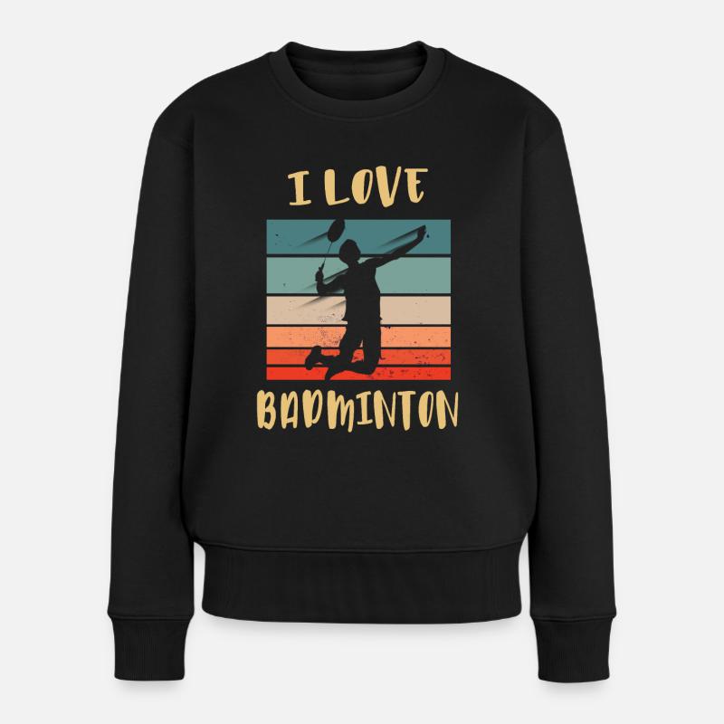 Ich liebe Badminton Jump Smash - Frauen Premium Bio Pullover - Schwarz