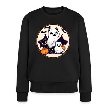 Niedliche Halloween Ungeheuer - Frauen Premium Bio Pullover - Schwarz - Vorne - Julia (174cm)